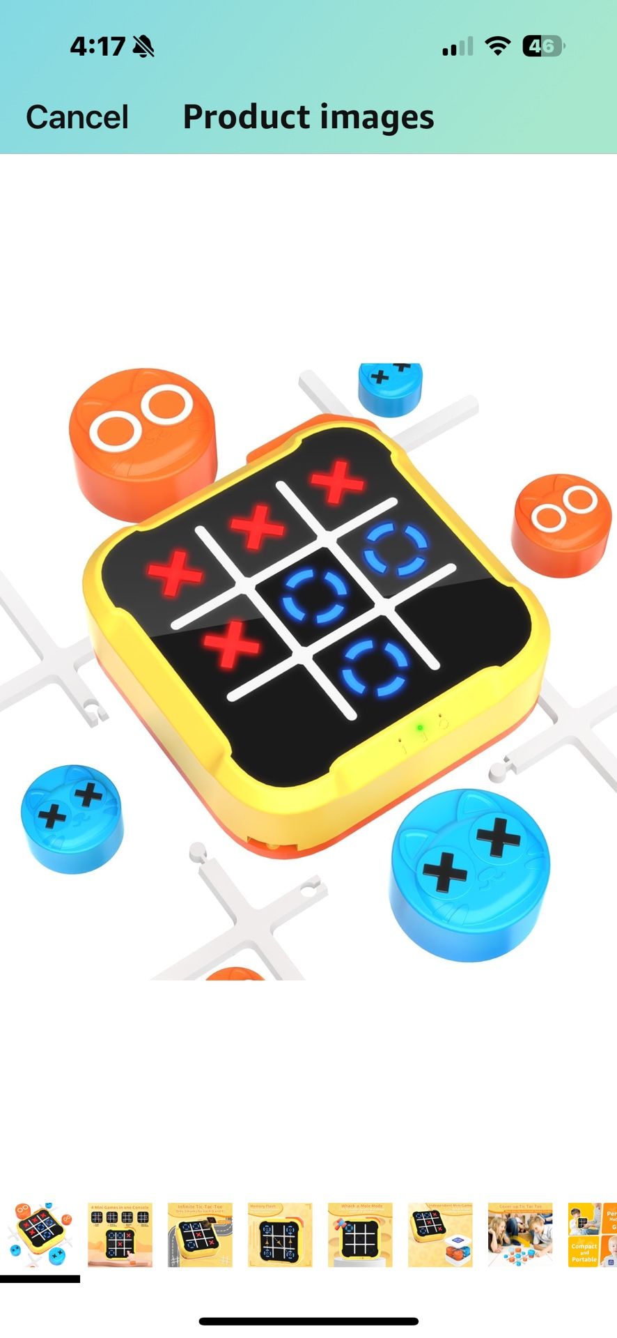 Tic Tac Toe Bolt Game 4-in-1 Handheld Portable Electronic Toy, Educational Board Games Puzzle for Kids and Adults, Perfect for Travel, Road Trips, and