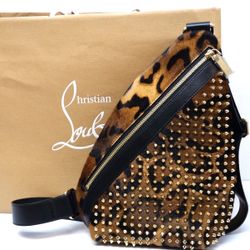 EXCELLENT CHRISTIAN LOUBOUTIN Funky Crossbody Bag Pouch Bengali printed hairy calf leather