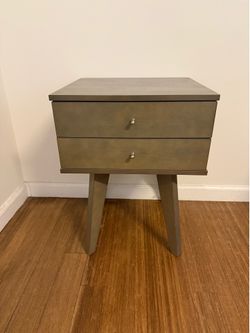 Mid Century Modern Gray Wood Night Stand