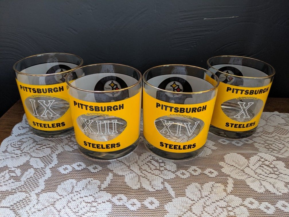 Vintage Pittsburgh Steelers Collector Houze Art Glasses