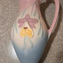 Handmade Vintage Art Hull Pottery # 31-13 Orchid Ewer 15"
