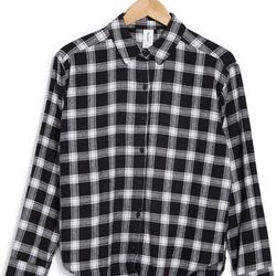 Abound Oversized Plaid-Black White XS Shirt