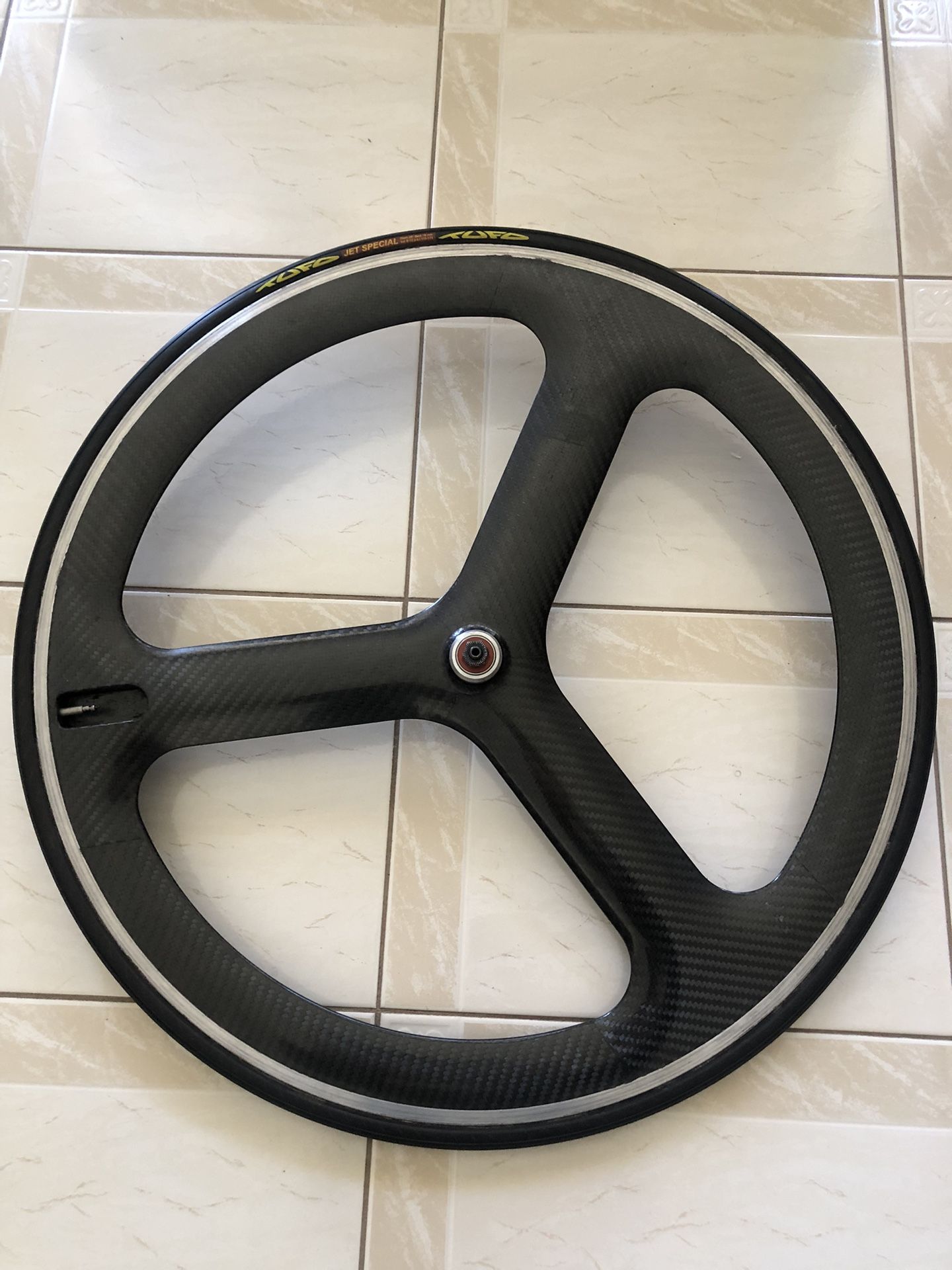HED 3 Tri-Spoke Tubular front wheel 700c… MINT!