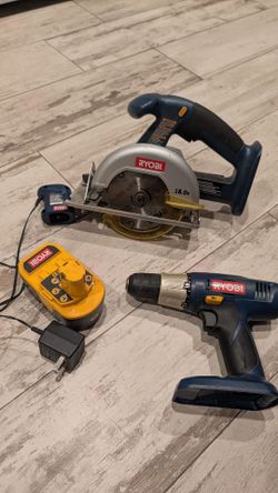 Ryobi power tool set cordless drill & circular saw w charger & battery PLEASE READ