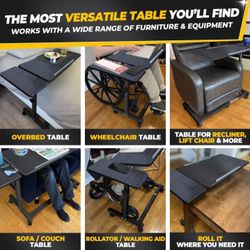 Recliner Table, Over The Bed Table with Wheels, And Adjustable ( Brand New, Never Used ) For $100
