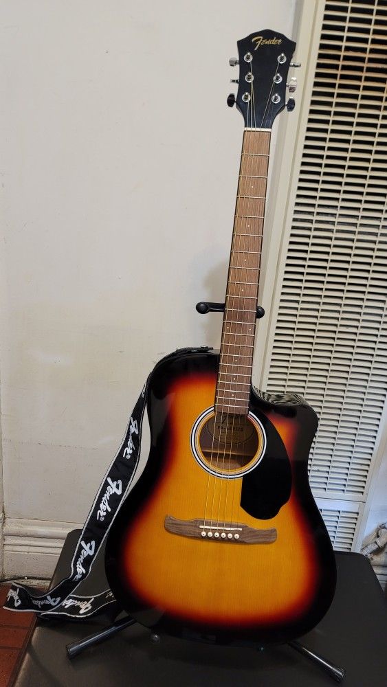FENDER FA SERIES ACOUSTIC ELECTRIC CUTAWAY GUITAR MODEL FA-125CE SB IN SUNBURST COLOR.