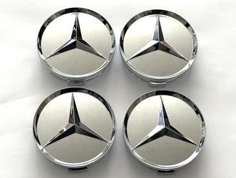 Set of 4pcs 75mm MERCEDES BENZ Matte Silver Center Wheel Hubs Hubcaps Emblem