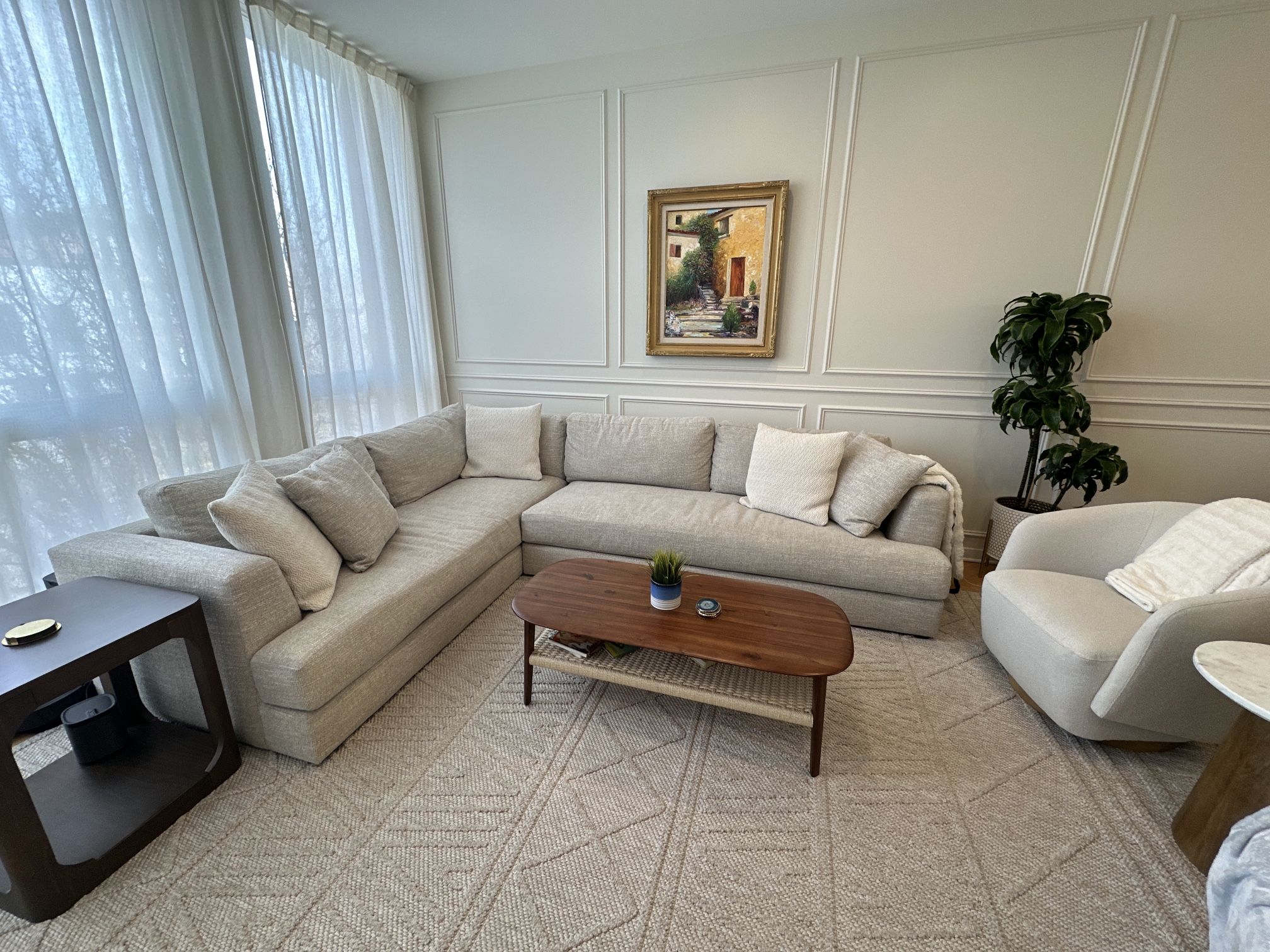 Ivory Sectional Sofa - left Facing