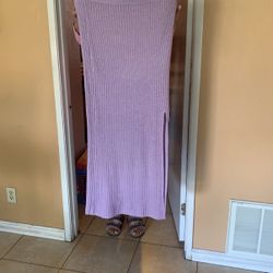 Purple Long Skirt With Slit