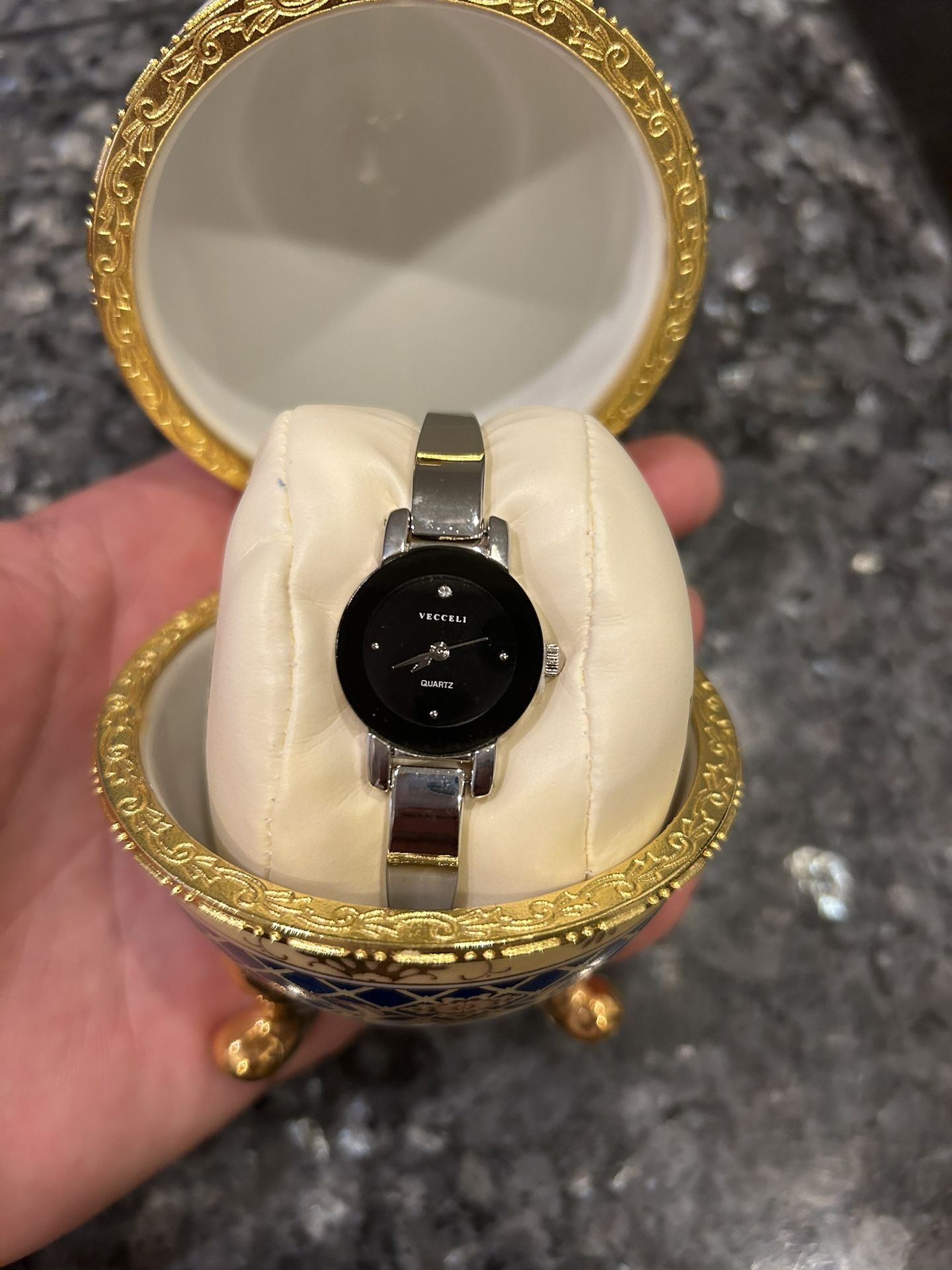 Vecceli Italy Woman’s Analog Watch In Fabergé Egg Case $25