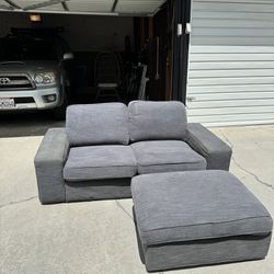 Grey Loveseat with ottoman 