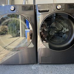 LG Stackable Smart Washer & Dryer (Black Steel) – 4/5 Cu Ft