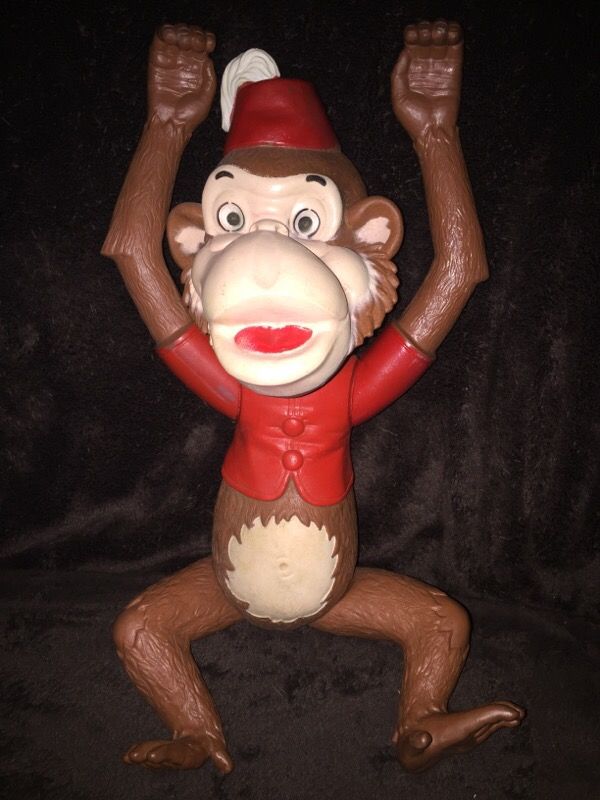 Vintage 1960's Organ Grinder Monkey 13" Rubber