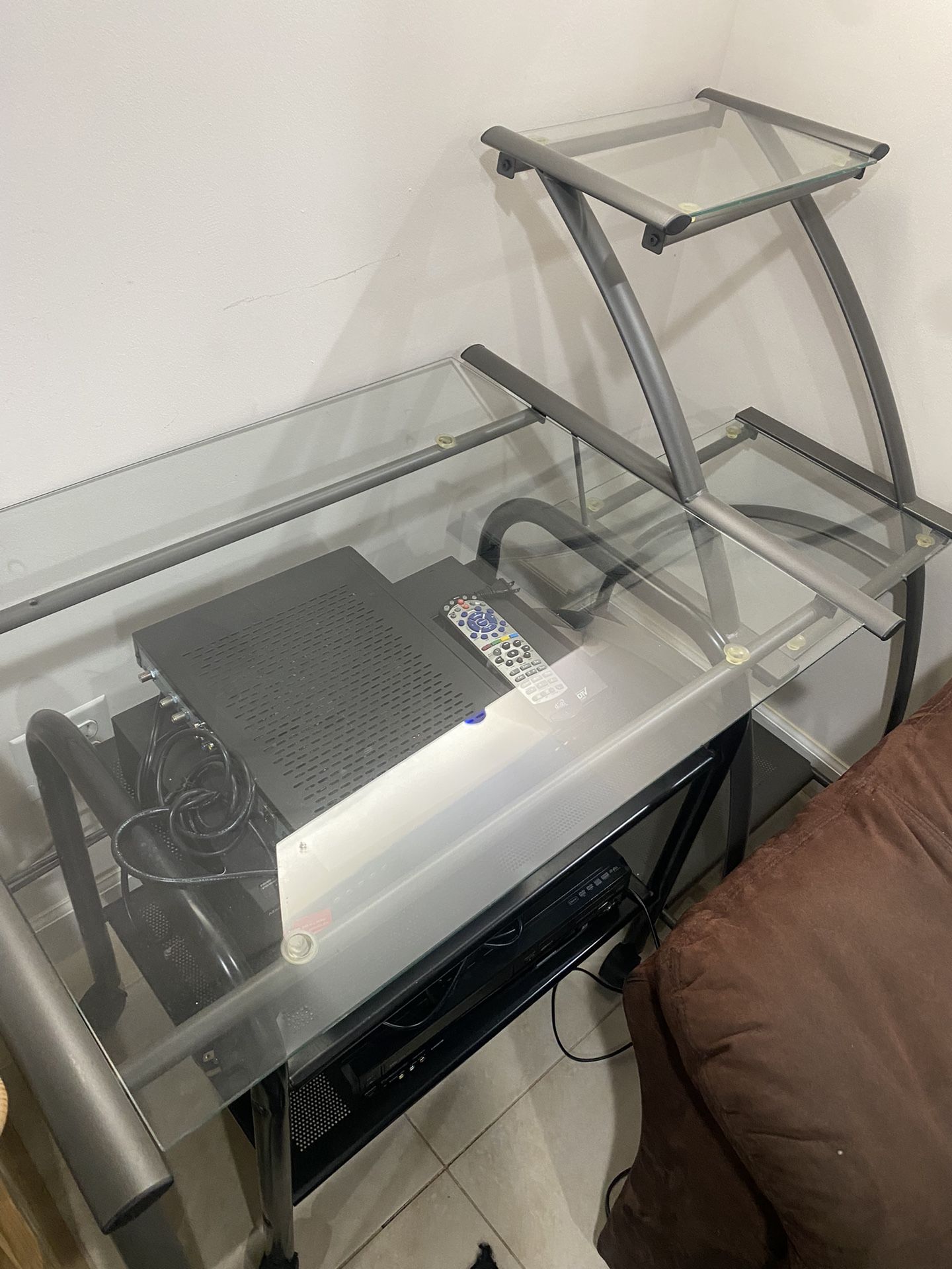 Glass & Metal Multi-tier Desk