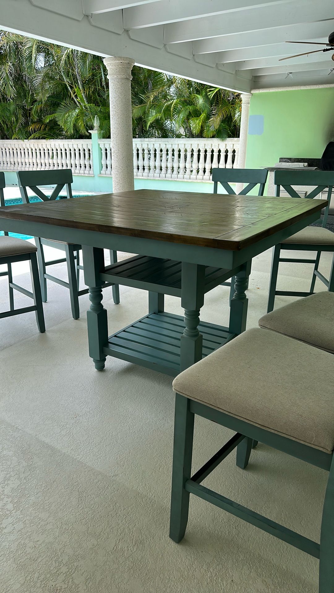 Farmhouse High Top Table And 6 Chairs