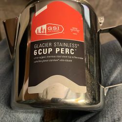 Camping Coffee Pot I Glacier Stainless Steel with Silicone Handle for Camping, Backpacking, Travel, RV & Hunting - Stove Safe 