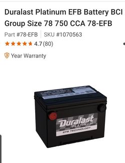 Duralast Platinum EFB Battery Group Size 78  750 CCA