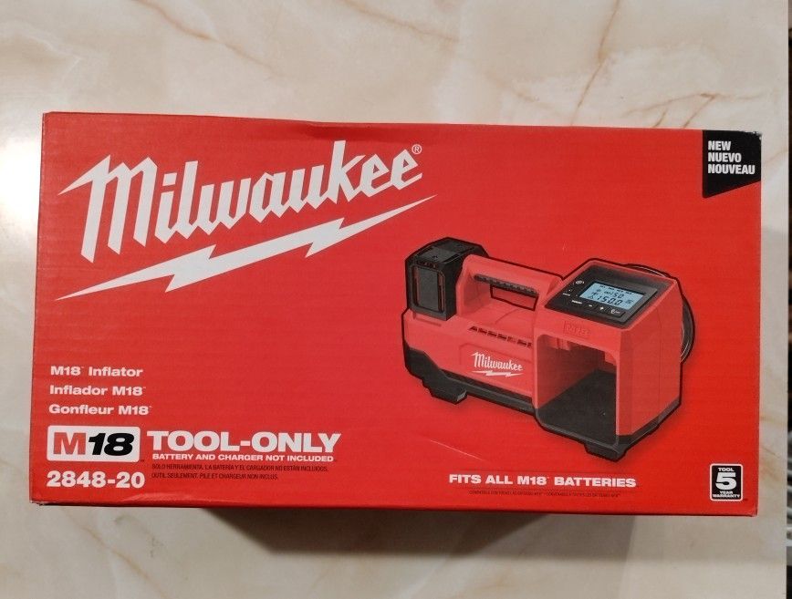 M18 Milwaukee Lithium-Ion Cordless Electric Portable Inflator (Tool-Only)
