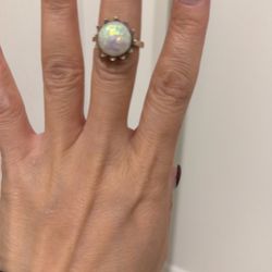 Vintage Silver Sparkly Opal Ring