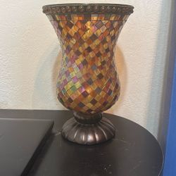 PARTYLITE GLOBAL FUSION MOSAIC STAINED GLASS CANDLE HOLDER!! Only $25!!