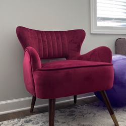 Cranberry Velvet Soft Mid Century Mod Vintage Chair