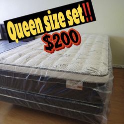 Queen Size Euro Pillow Top Mattress Set βΌοΈ
