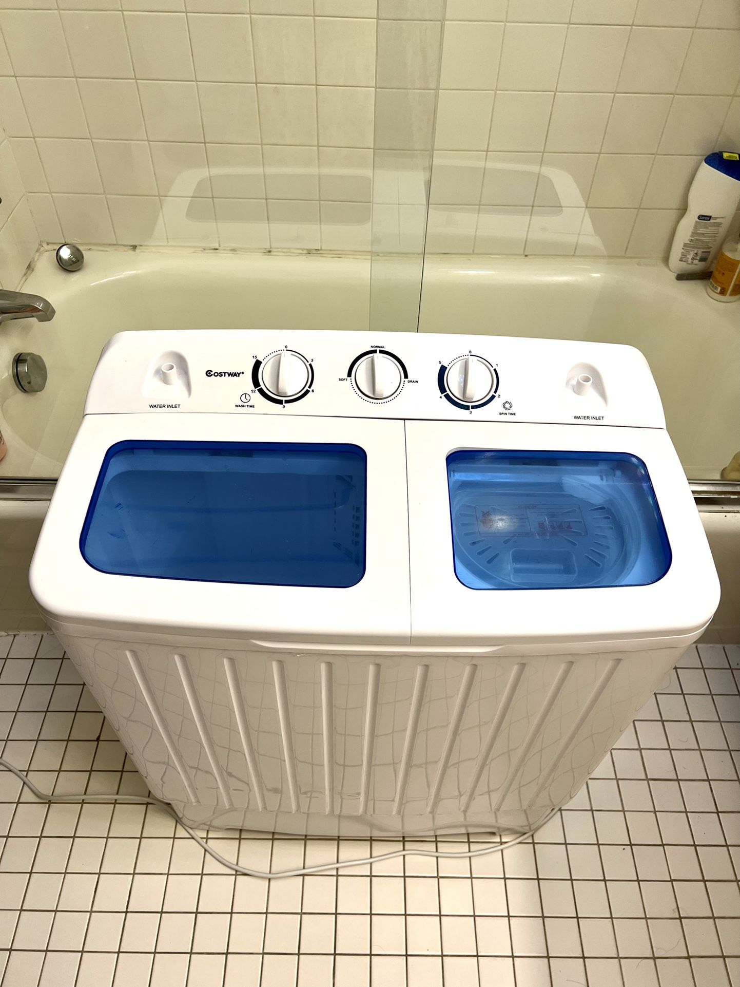 COSTWAY Portable Washing Machine, Twin Tub 17.6Lbs Capacity, Washer(11Lbs) and Spinner(6.6Lbs), Durable Design, Timer Control, Compact Laundry Washer