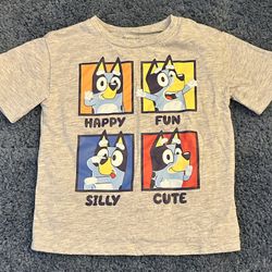 Bluey Toddler Boys Size 3T Gray Crew Neck Graphic Print Short Sleeve T-Shirt