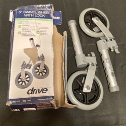 Drive Medical 10115 Swivel Lock Walker Wheels, 5", 1 Pair, Never used. Box is in rough shape but the items are in new condition.  