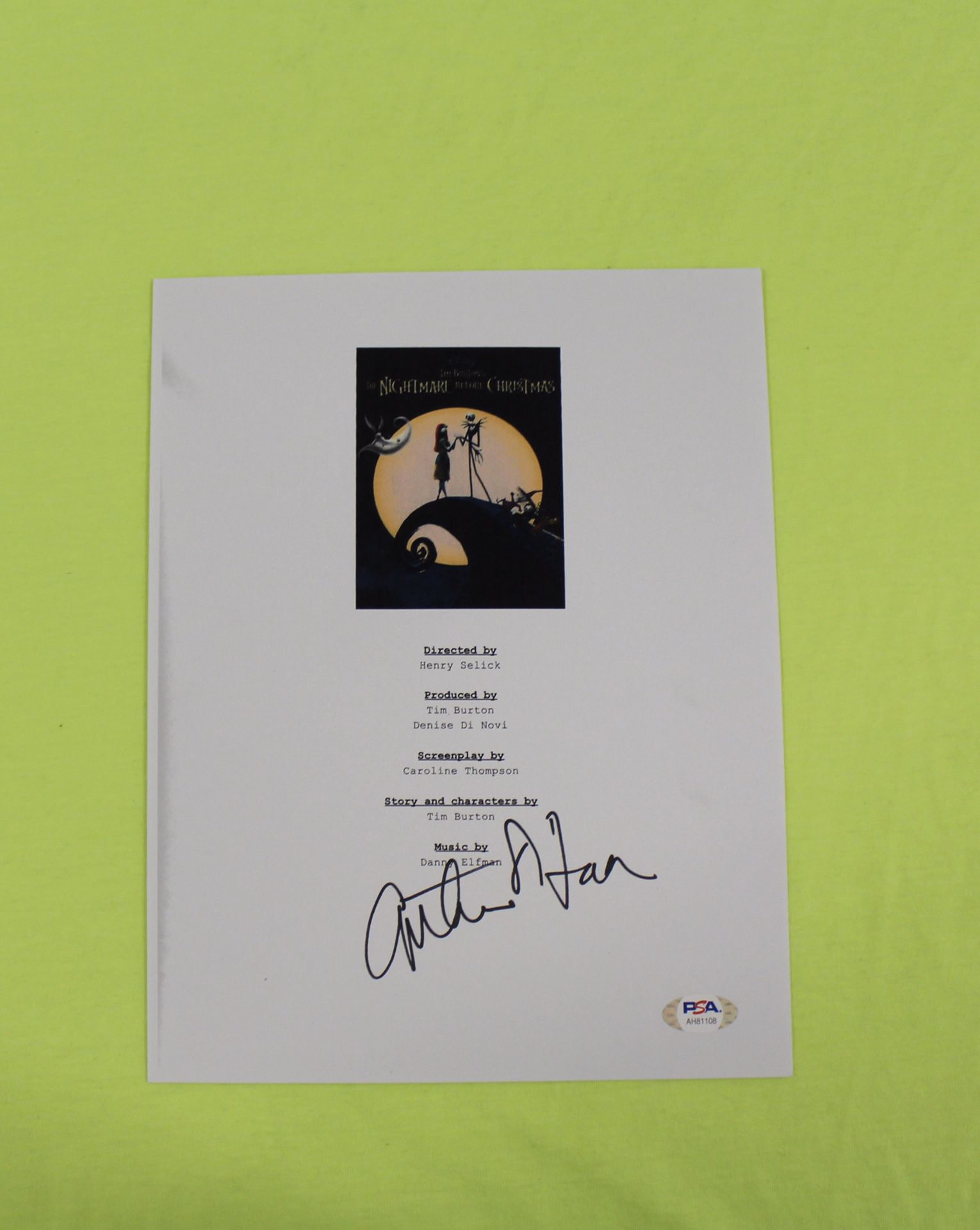 CATHERINE O'HARA SIGNED THE NIGHTMARE BEFORE CHRISTMAS SCRIPT Cover PSA/DNA COA