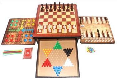 Deluxe Game Gallery 12 in 1 Game House w/ 12 Classic Games w/ Wooden Game Chest