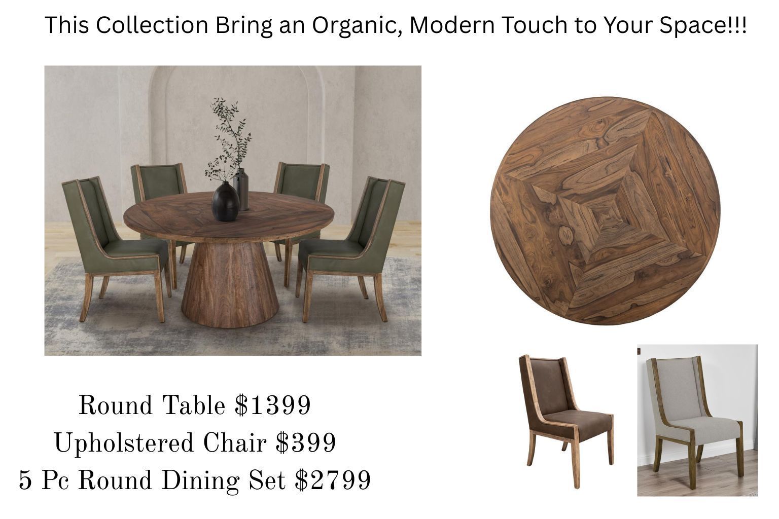 Summer Sale!!NEW ARRIVAL!!! 5 pc 59.75" Round Modern Dining Table Set
