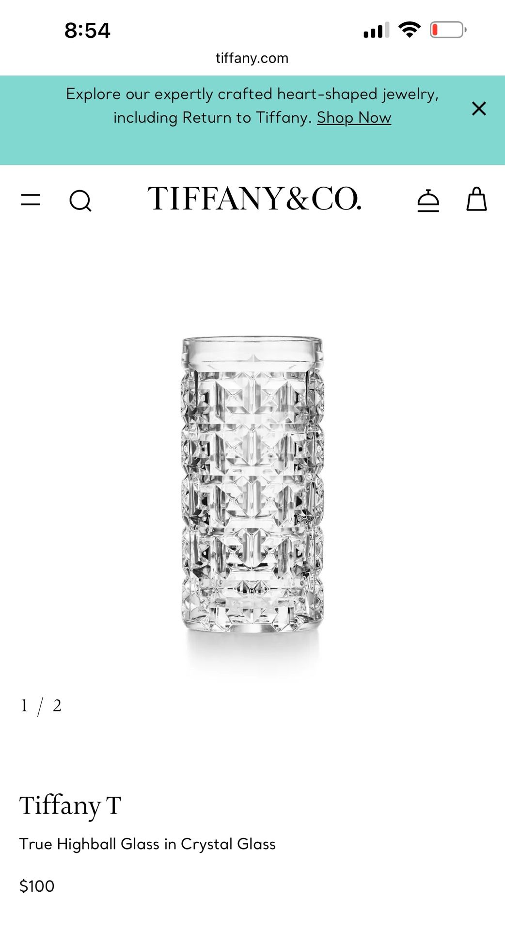 Tiffany and Co. Set Of 2 Crystal Glassware