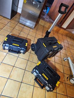 Dewalt TSTAK Stacked Stackable Rolling On Wheels Mobile Dolly Tool Box Toolbox Cart Chest Tote Tray