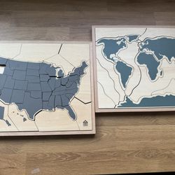 Hearth And Hand Continent And USA Map Puzzles 