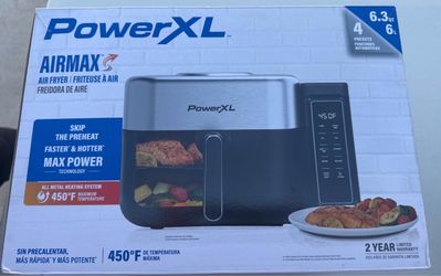 PowerXL 6.3 Quart AirMax Air Fryer Oven with Four Presets and Compact Two-Tier Design, 450F Maximum Temperature, No Preheat Needed