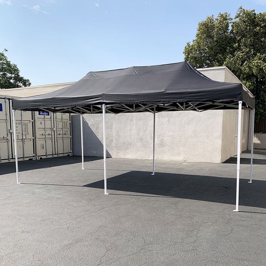 (NEW) $200 Heavy-Duty 10x20 FT Outdoor Ez Pop Up Canopy Party Tent Instant Shades w/ Carry Bag (Black, Red)