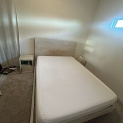 Bed Frame, Mattress, And Side Table