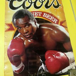 Vintage Sugar Ray Leonard Coors Beer Boxing Poster 1987