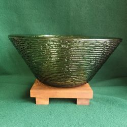 Large MCM Glass Bowl Avocado Green Fruit Soreno Serveware 