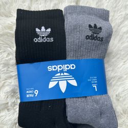 adidas Black and Gray Athletic Socks size Large