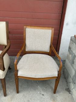 Classic Wood Accent Armchair with Beige Upholstery