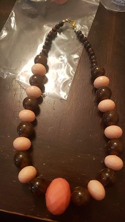 Brown and coral necklace