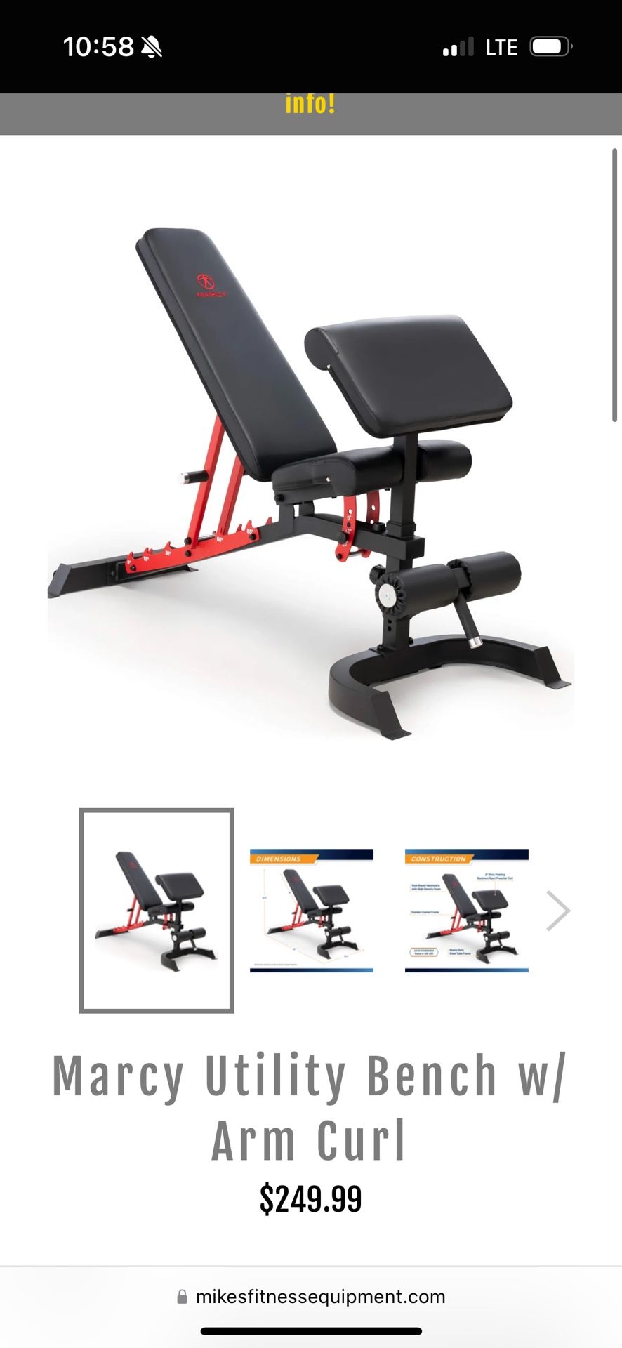 Marcy Utility Bench w/ Arm Curl