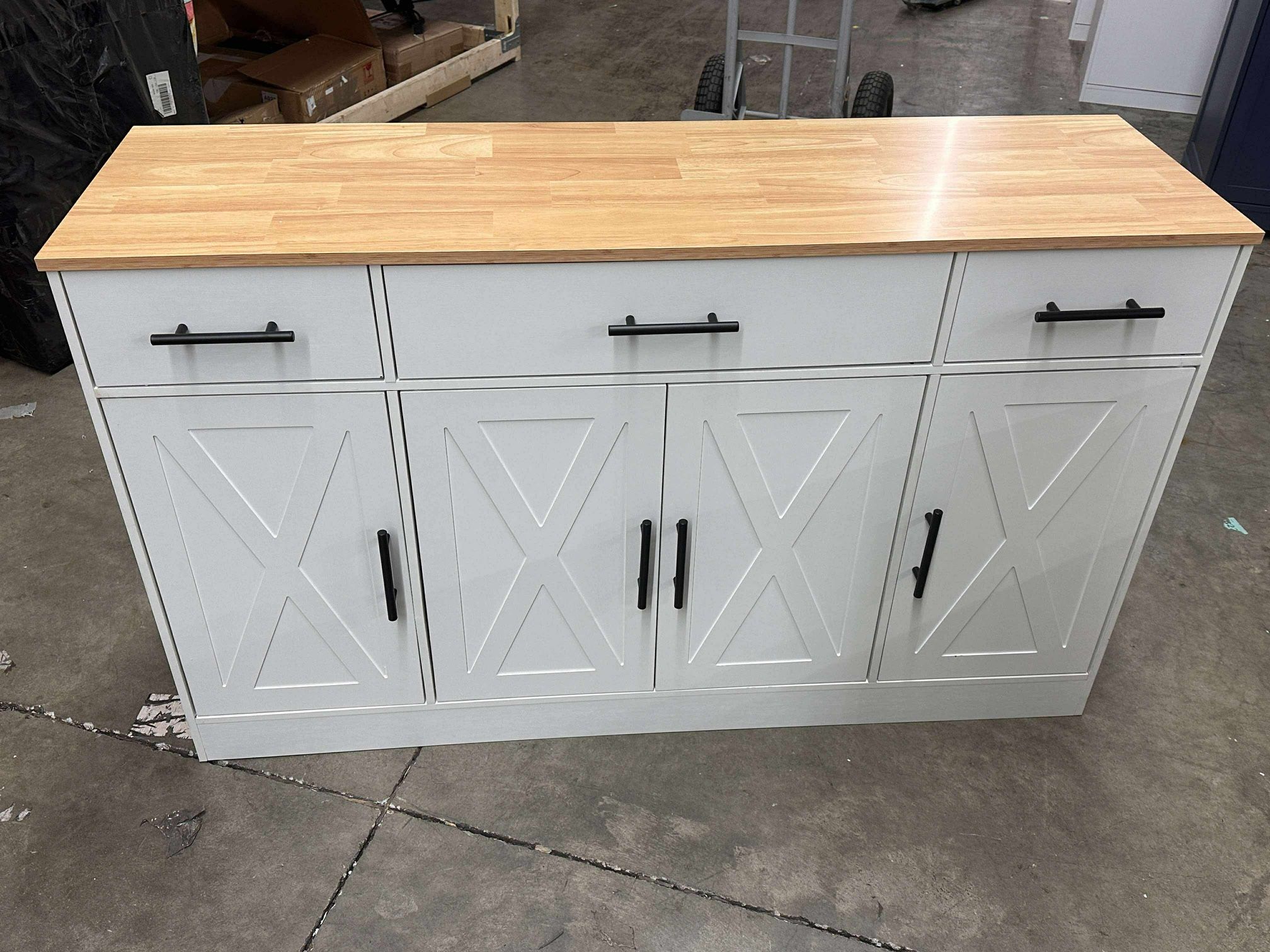 Buffet Cabinet with Storage, Farmhouse Coffee Bar Table with Drawers,White(damage