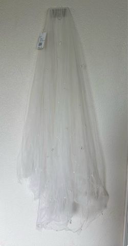 White Bridal Veil with Pearl Accents