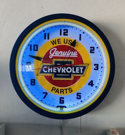 Neon Genuine Chevrolet Parts Electric Clock (Excellent condition)