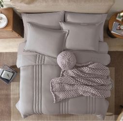 King Size Comforter Set-7 Pieces Purple Soft Bed in a Bag King Bedding Sets