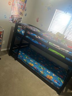 Dark Wood Twin Bunk Bed Frame
