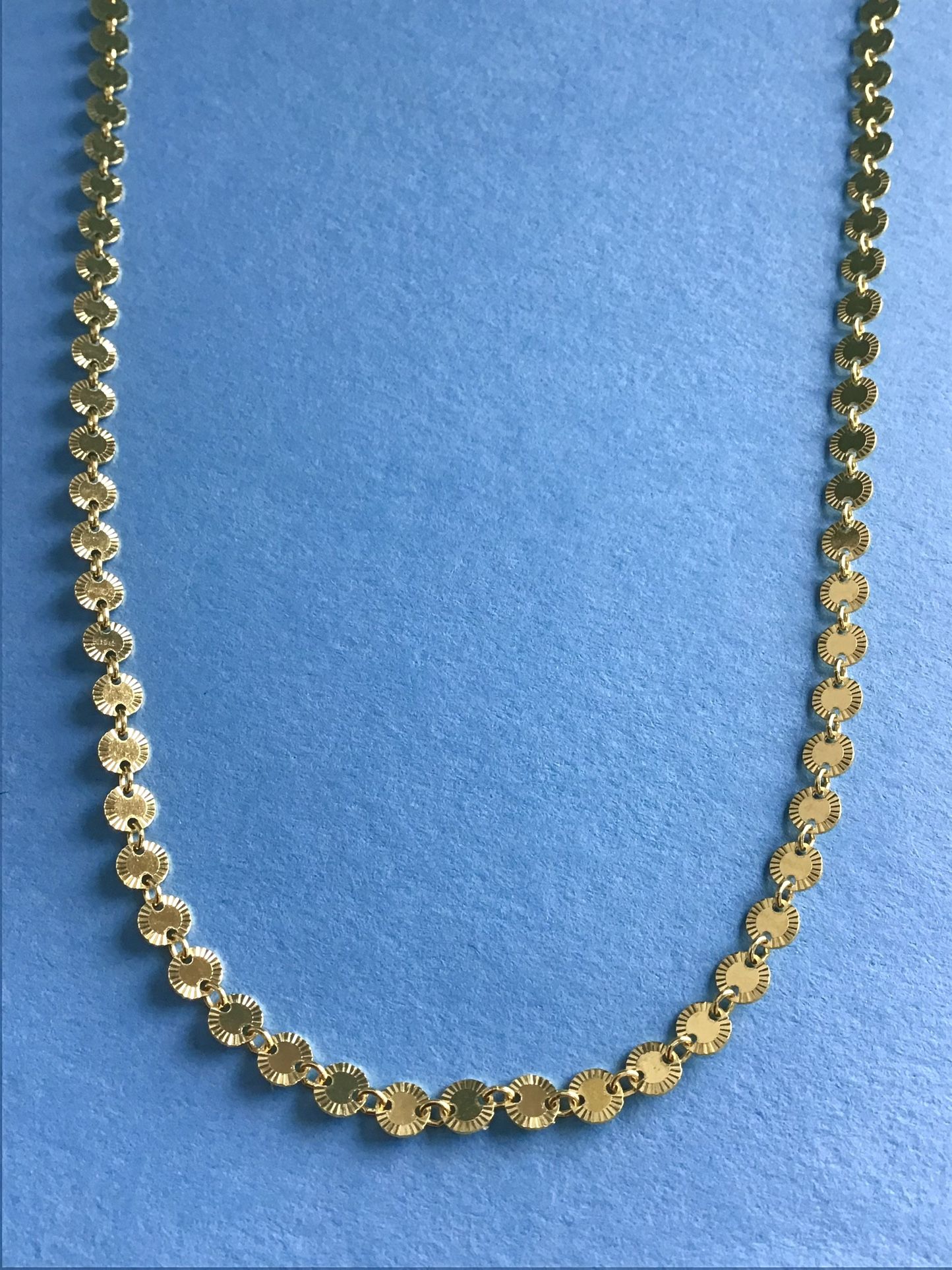 Ladies 18” Necklace Diamond Cut 4mm Discs Gold On Solid Sterling Silver Italy 925 *Pickup Boca Raton
